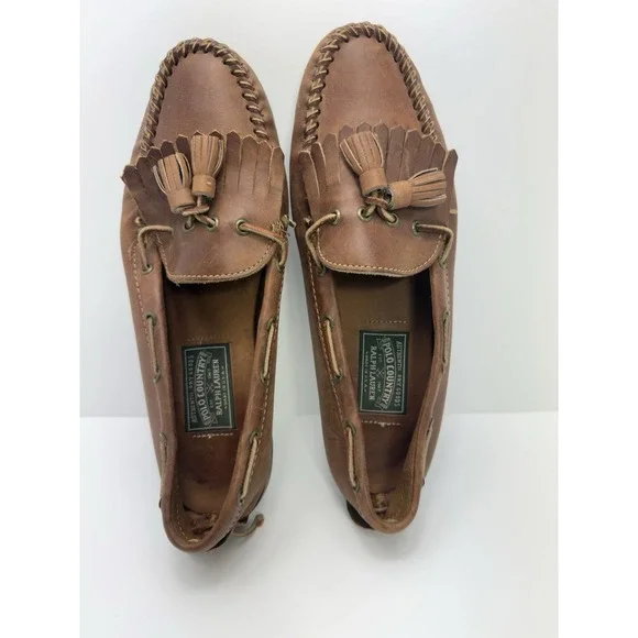 Polo Country Ralph Lauren Sportsman Kilt Tassle Loafer Shoes Men's Size 12 D - Picture 2 of 8